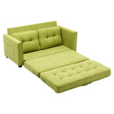 English Elm 59.4" Loveseat Sofa With Pull-Out Bed Modern Upholstered Couch With Side Pocket For Living Room Office, Green