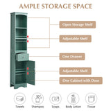 English Elm Tall Bathroom Cabinet, Freestanding Storage Cabinet With Drawer, Mdf Board, Adjustable Shelf, Green