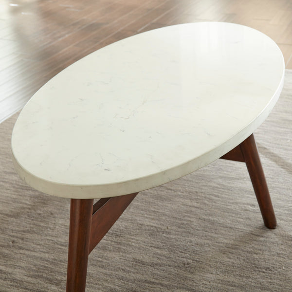 English Elm Steve Silver - Contemporary Mid-Century Accent Tables with Natural Cherry Legs and White Silverstone® Tops, Sleek Design B081109993