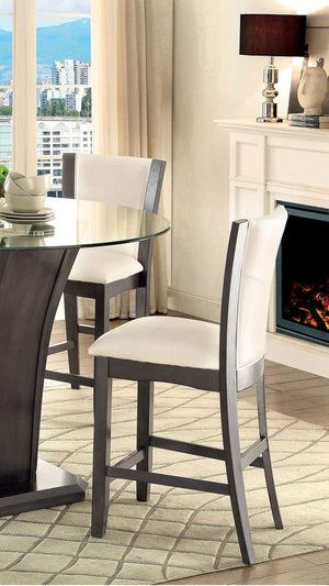 English Elm Style Comfort Contemporary Counter Height Chairs - Gray & Ivory Leatherette, Set Of 2 For Dining! B011115668-GIGA