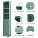 English Elm Tall Bathroom Cabinet, Freestanding Storage Cabinet With Drawer, Mdf Board, Adjustable Shelf, Green