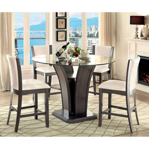 English Elm Style Comfort Contemporary Counter Height Chairs - Gray & Ivory Leatherette, Set Of 2 For Dining! B011115668-GIGA