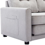 English Elm 59.4" Loveseat Sofa With Pull-Out Bed Modern Upholstered Couch With Side Pocket For Living Room Office, Grey