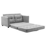 English Elm 59.4" Loveseat Sofa With Pull-Out Bed Modern Upholstered Couch With Side Pocket For Living Room Office, Grey