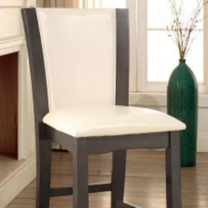 English Elm Style Comfort Contemporary Counter Height Chairs - Gray & Ivory Leatherette, Set Of 2 For Dining! B011115668-GIGA