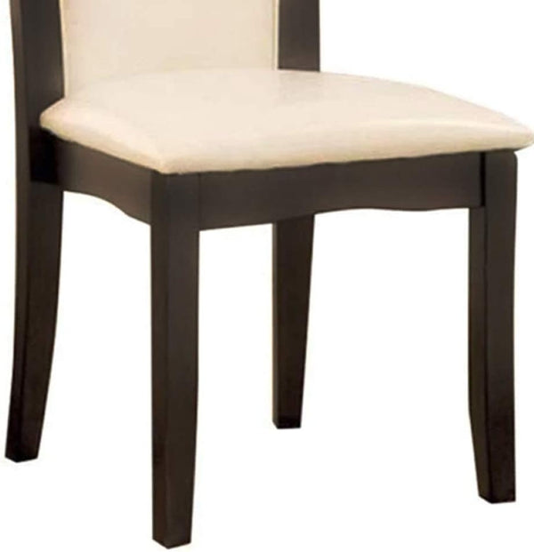 English Elm Style Comfort Gray Solid Wood Dining Chairs with Ivory Leatherette Seats Set of 2 B011115667