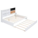 Illuminate Full Daybed with Trundle, Storage Shelves, Blackboard and Cork Broads, White