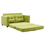 English Elm 59.4" Loveseat Sofa With Pull-Out Bed Modern Upholstered Couch With Side Pocket For Living Room Office, Green