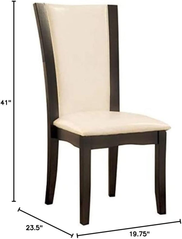 English Elm Style Comfort Gray Solid Wood Dining Chairs with Ivory Leatherette Seats Set of 2 B011115667