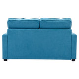 English Elm 59.4" Loveseat Sofa With Pull-Out Bed Modern Upholstered Couch With Side Pocket For Living Room Office, Blue