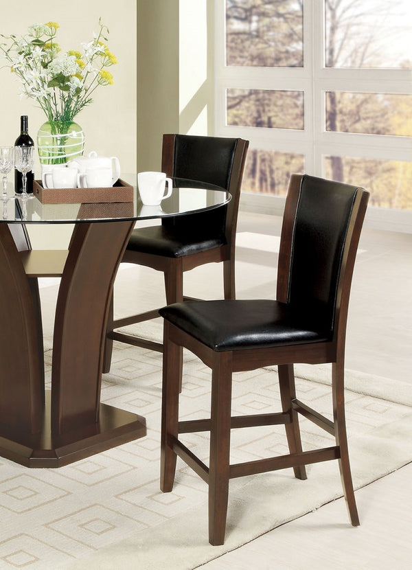 English Elm Style Comfort Contemporary 2-Piece Counter Height Chairs In Dark Cherry Brown Leatherette Finish B011115666-GIGA