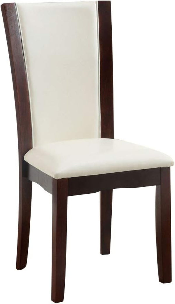 English Elm Style Comfort Contemporary 2-Piece Side Chairs In Dark Cherry & White Leatherette For Dining Elegance B011115669-GIGA