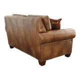 English Elm Steve Silver - Rustic Leather Collection Loveseat - Premium Construction, Nail-Head Trim - Maximum Comfort And Style