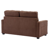 English Elm 59.4" Loveseat Sofa With Pull-Out Bed Modern Upholstered Couch With Side Pocket For Living Room Office, Brown