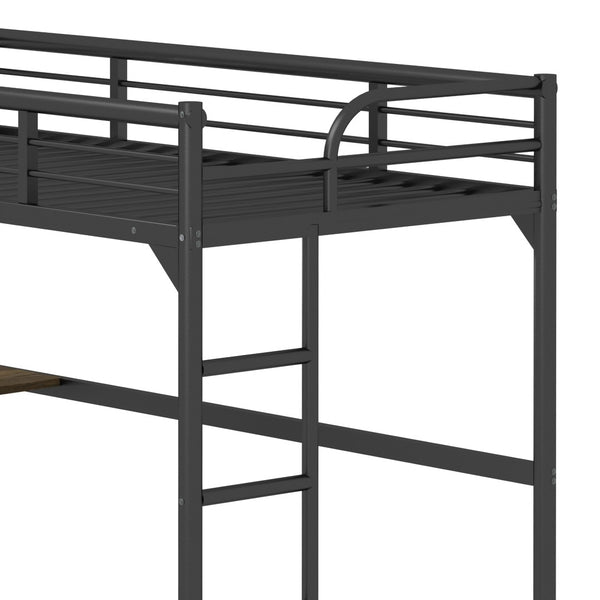 English Elm Twin Steel Loft Bed with Integrated Study Desk Ladder and Guardrails for Kids Rooms W1676105932