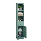 English Elm Tall Bathroom Cabinet, Freestanding Storage Cabinet With Drawer, Mdf Board, Adjustable Shelf, Green