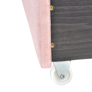 English Elm Queen Upholstered Platform Bed with Tufted Headboard, 2 Under-Bed Drawers, Sturdy Wood Frame, Pink WF303649AAH