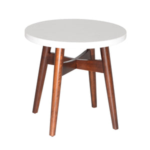 English Elm Steve Silver - Contemporary Mid-Century Accent Tables with Natural Cherry Legs and White Silverstone® Tops, Sleek Design B081109993