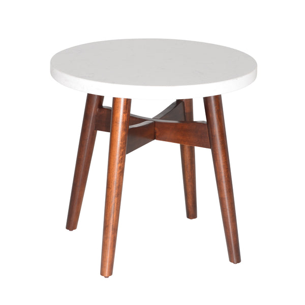 English Elm Steve Silver - Contemporary Mid-Century Accent Tables with Natural Cherry Legs and White Silverstone® Tops, Sleek Design B081109993