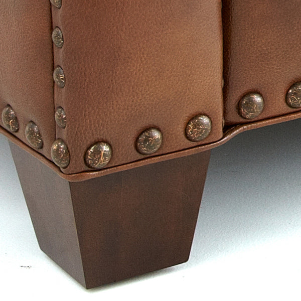 English Elm Steve Silver - Rustic Leather Sofa Tan — Top-Grain Upholstery, Eight-Way Hand-Tied Springs, Nailhead Trim, Cozy Pillows B081109574