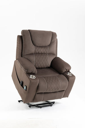 English Elm Lounge Power Lift Recliner with Massage Heat and Full Flat Recline for Living Room W547S00040
