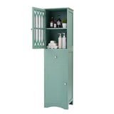 English Elm Tall Bathroom Cabinet, Freestanding Storage Cabinet With Drawer and Doors, Mdf Board, Acrylic Door, Adjustable Shelf, Green