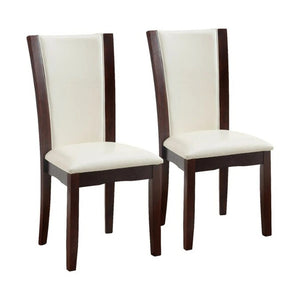 English Elm Style Comfort Contemporary 2-Piece Side Chairs In Dark Cherry & White Leatherette For Dining Elegance B011115669-GIGA