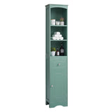 English Elm Tall Bathroom Cabinet, Freestanding Storage Cabinet With Drawer, Mdf Board, Adjustable Shelf, Green