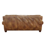 English Elm Steve Silver - Rustic Styled Leather Sofa - Premium Construction, Top-Grain Leather - Eight-Way Hand-Tied Springs, Nail-Head Trim, Contrasting Pillows