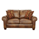 Steve Silver Rustic Leather Loveseat - Premium Construction, Nail-Head Trim - Comfort & Style