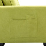 English Elm 59.4" Loveseat Sofa With Pull-Out Bed Modern Upholstered Couch With Side Pocket For Living Room Office, Green