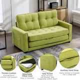 English Elm 59.4" Loveseat Sofa With Pull-Out Bed Modern Upholstered Couch With Side Pocket For Living Room Office, Green