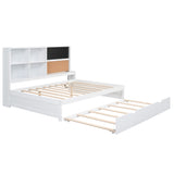 Hearth and Haven Illuminate Full Daybed with Trundle, Storage Shelves, Blackboard and Cork Broads, White GX000342AAK