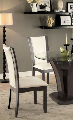 English Elm Style Comfort Gray Solid Wood Dining Chairs with Ivory Leatherette Seats Set of 2 B011115667