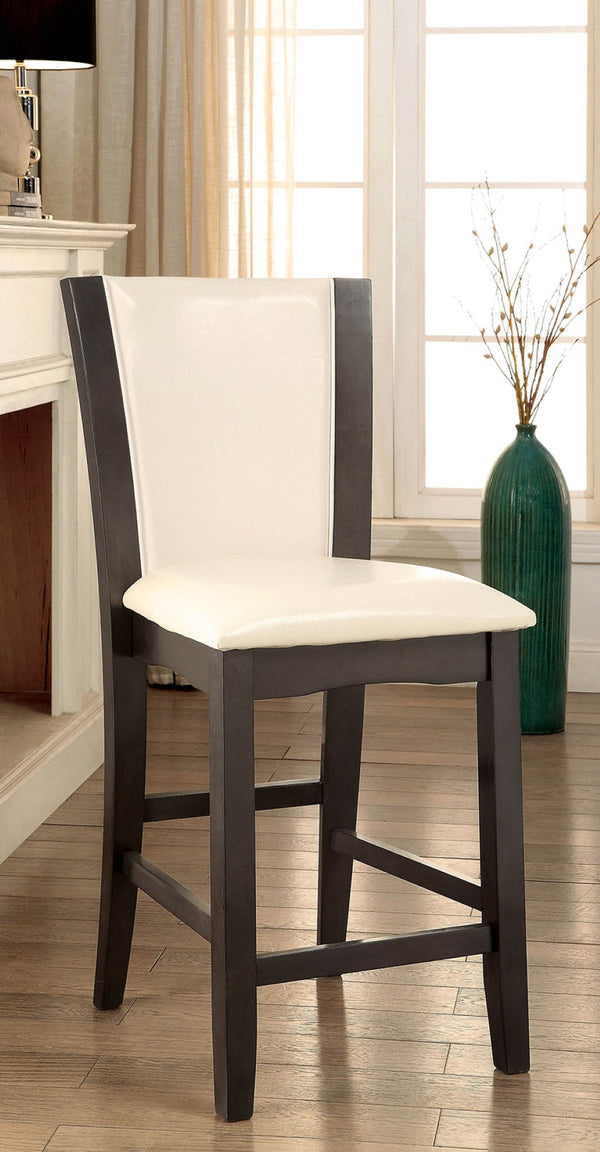English Elm Style Comfort Contemporary Counter Height Chairs - Gray & Ivory Leatherette, Set Of 2 For Dining! B011115668-GIGA