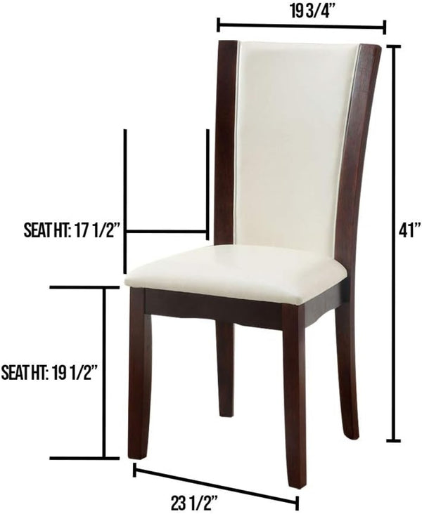 English Elm Style Comfort Contemporary 2-Piece Side Chairs In Dark Cherry & White Leatherette For Dining Elegance B011115669-GIGA