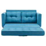 English Elm 59.4" Loveseat Sofa With Pull-Out Bed Modern Upholstered Couch With Side Pocket For Living Room Office, Blue