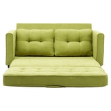 English Elm 59.4" Loveseat Sofa With Pull-Out Bed Modern Upholstered Couch With Side Pocket For Living Room Office, Green