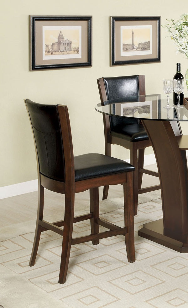 English Elm Style Comfort Contemporary 2-Piece Counter Height Chairs In Dark Cherry Brown Leatherette Finish B011115666-GIGA