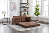 English Elm 59.4" Loveseat Sofa With Pull-Out Bed Modern Upholstered Couch With Side Pocket For Living Room Office, Brown