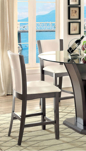 English Elm Style Comfort Contemporary Counter Height Chairs - Gray & Ivory Leatherette, Set Of 2 For Dining! B011115668-GIGA