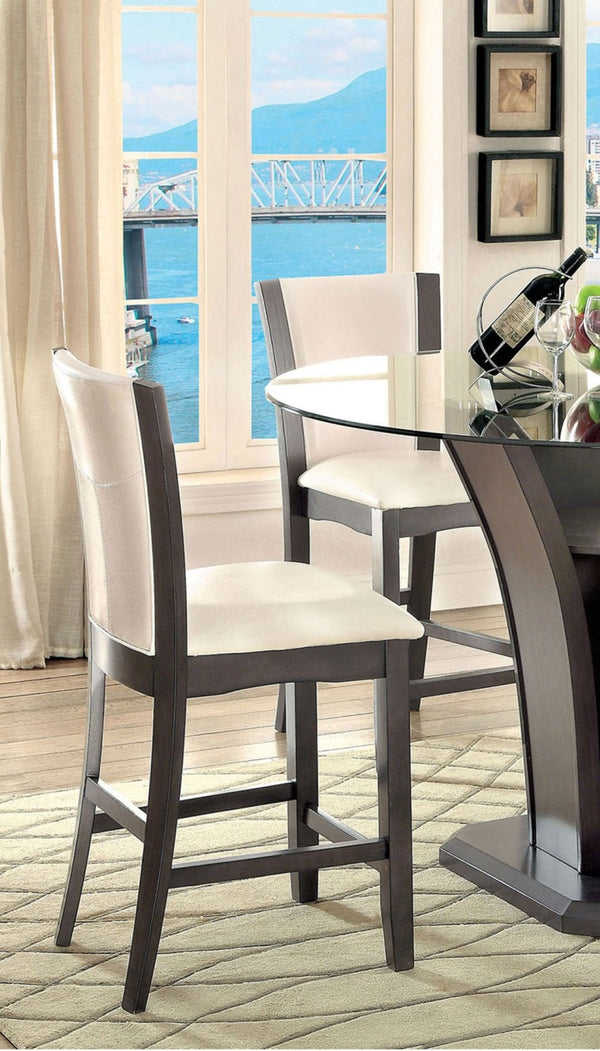 English Elm Style Comfort Contemporary Counter Height Chairs - Gray & Ivory Leatherette, Set Of 2 For Dining! B011115668-GIGA