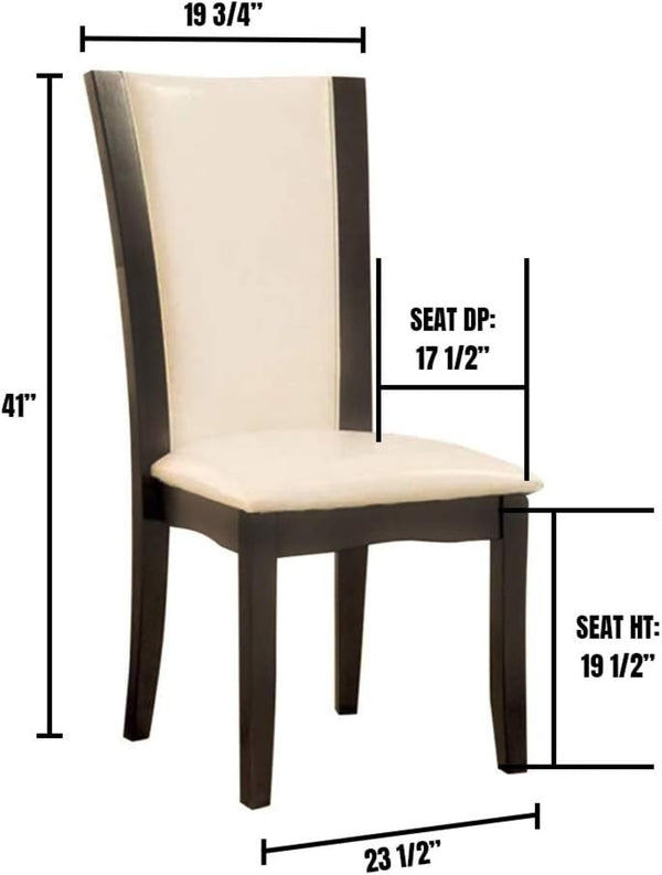 English Elm Style Comfort Gray Solid Wood Dining Chairs with Ivory Leatherette Seats Set of 2 B011115667