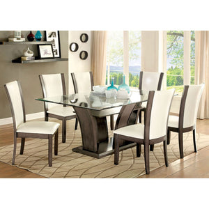 English Elm Style Comfort Gray Solid Wood Dining Chairs with Ivory Leatherette Seats Set of 2 B011115667