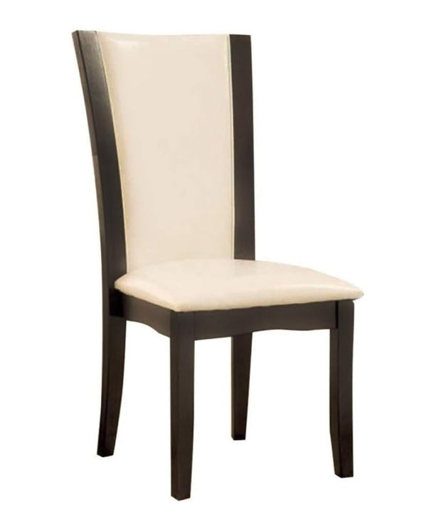 English Elm Style Comfort Gray Solid Wood Dining Chairs with Ivory Leatherette Seats Set of 2 B011115667