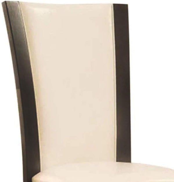 English Elm Style Comfort Gray Solid Wood Dining Chairs with Ivory Leatherette Seats Set of 2 B011115667