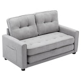 English Elm 59.4" Loveseat Sofa With Pull-Out Bed Modern Upholstered Couch With Side Pocket For Living Room Office, Grey