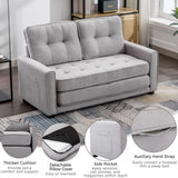 English Elm 59.4" Loveseat Sofa With Pull-Out Bed Modern Upholstered Couch With Side Pocket For Living Room Office, Grey