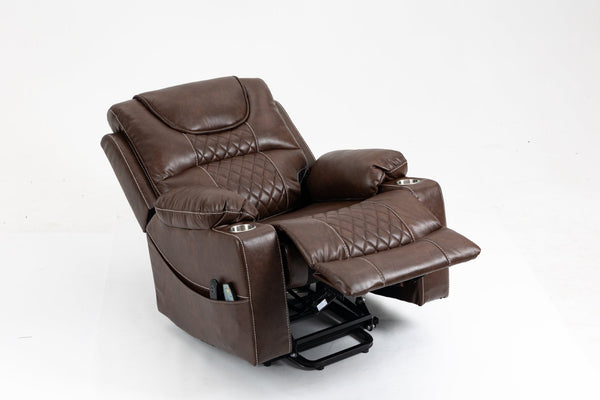 English Elm Lounge Power Lift Recliner with Massage Heat and Full Flat Recline for Living Room W547S00039