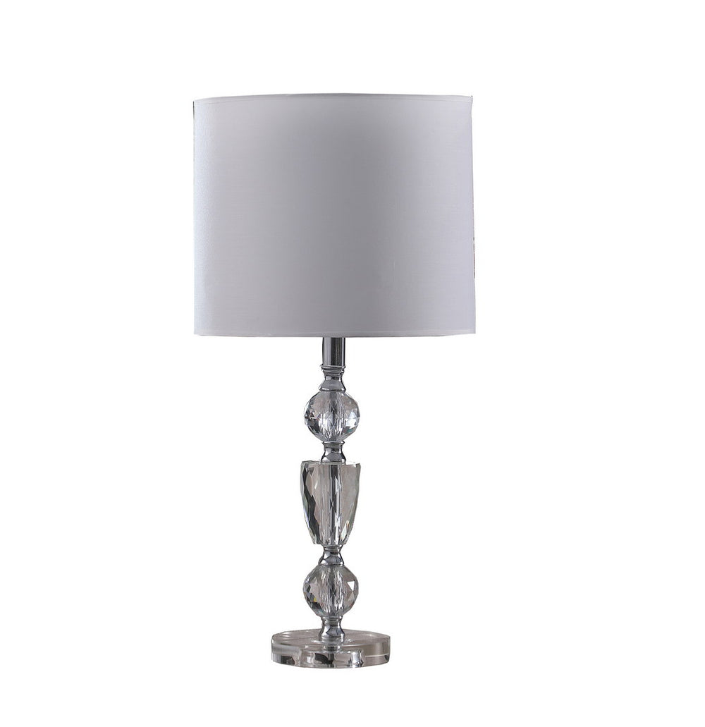 English Elm 23.5" Cut-Crystal Modern Table Lamp with Chrome Accents & White Linen Shade, Multicolor Glass Finish B072116624
